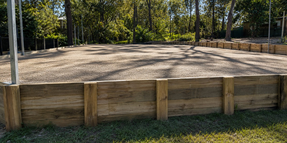 Timber sleeper retaining wall Jimboomba